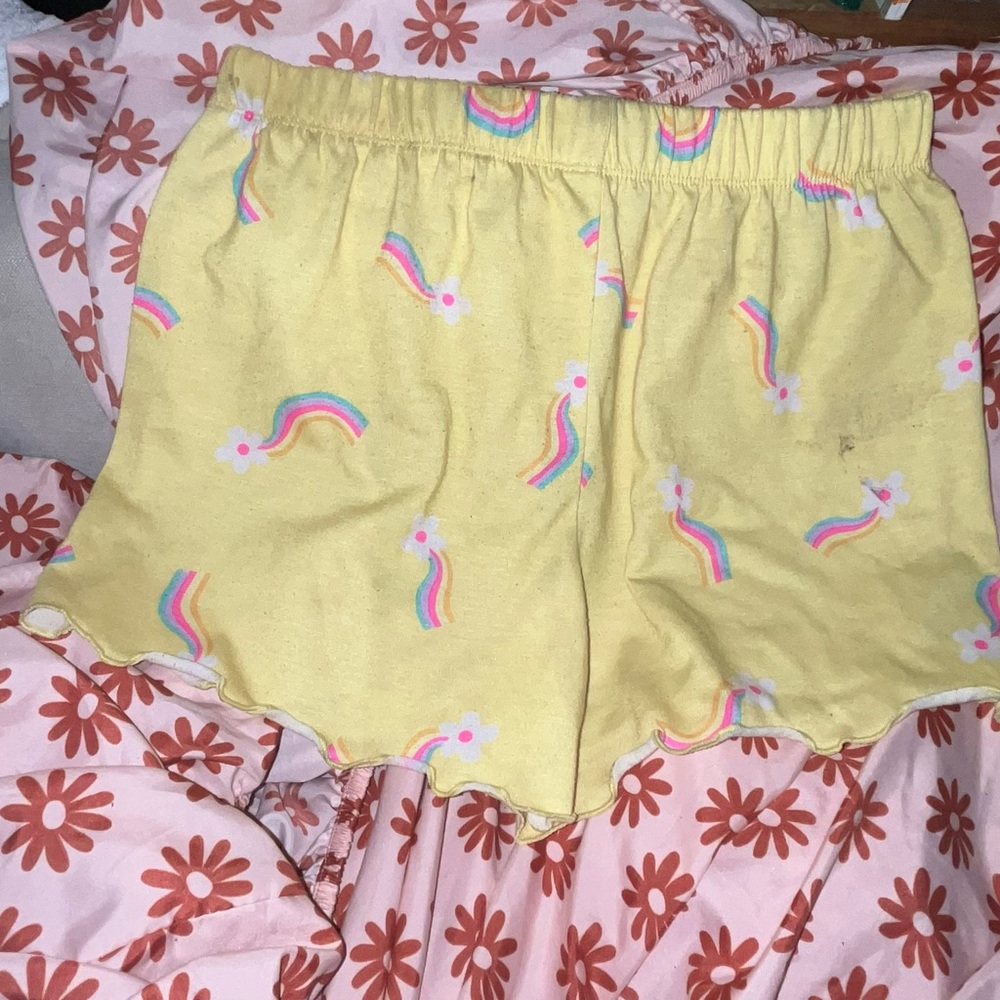 Cat & Jack Yellow Rainbow Flower Shorts